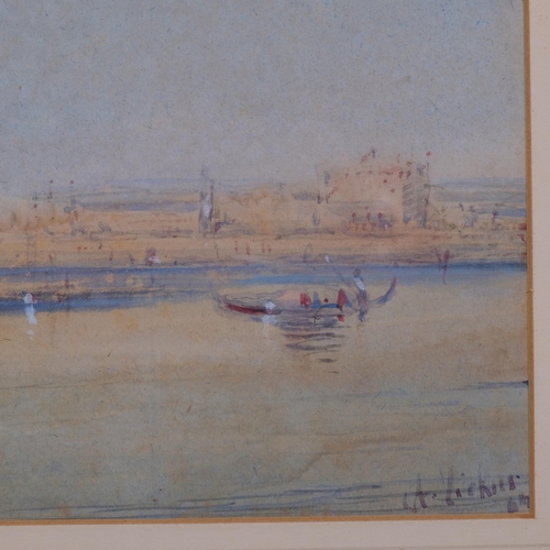 573 - Alfred Vickers, a scene in Venice, watercolour, signed, 19cm x 37cm, framed