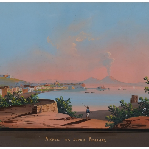 574 - Neopolitan School, pair of views of the Bay of Naples, gouache on paper, unsigned, image 29cm x 43cm... 