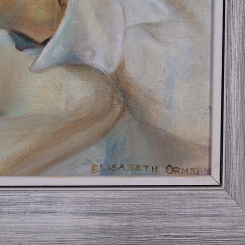 580 - Elizabeth Ormsey, portrait of a potter, oil on canvas, 60cm x 44cm, framed