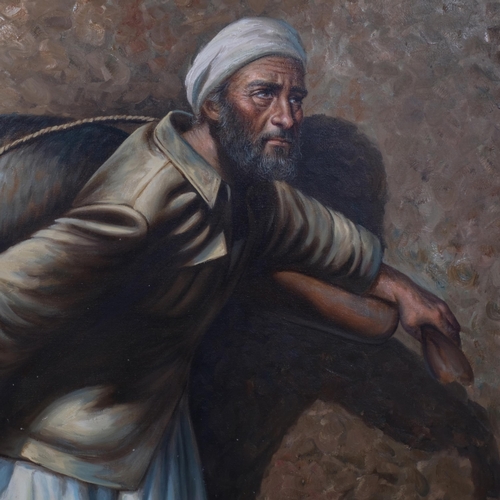 581 - S A Halim, portrait of an Arab, oil on canvas, signed, 70cm x 100cm, framed