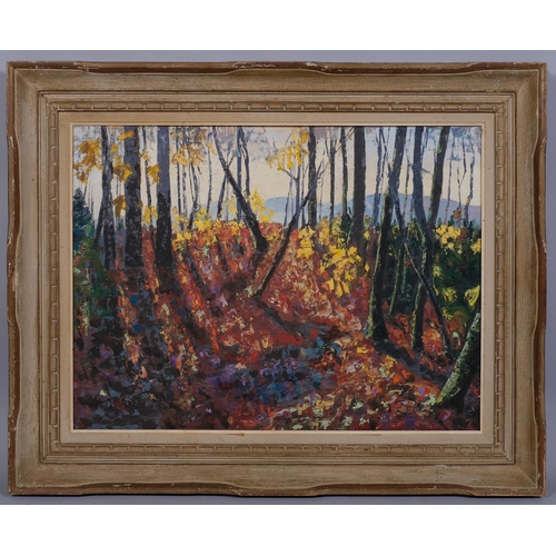 586 - Peredur W Jones (Canadian), edge of the woods, oil on board, signed, 45cm x 61cm, framed