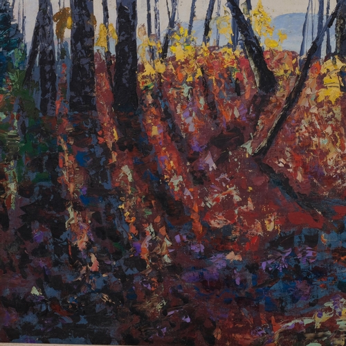 586 - Peredur W Jones (Canadian), edge of the woods, oil on board, signed, 45cm x 61cm, framed