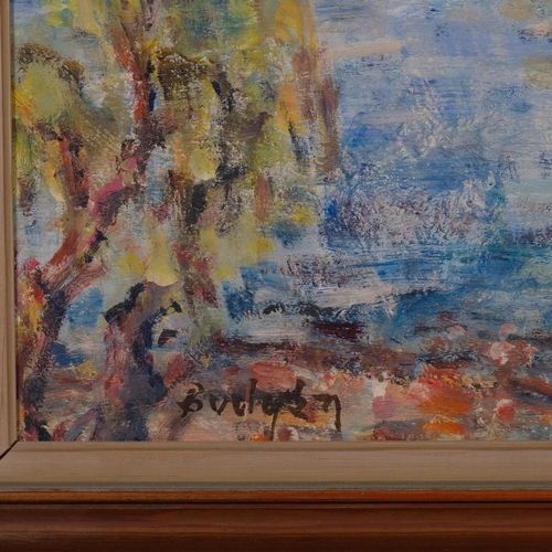 589 - Frank Budgen (1882 - 1971), impressionist scene of Syon House on the Thames, mid-20th century oil on... 