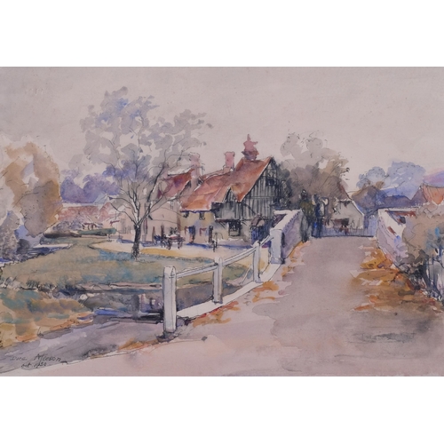 609 - Dora Meeson (1869 - 1955), village scene, watercolour, signed and dated 1930, 23cm x 33cm, framed