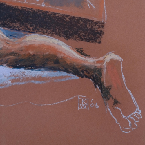 610 - Contemporary nude life drawing, pastel/chalk, signed with monogram dated '06, 41cm x 58cm, framed