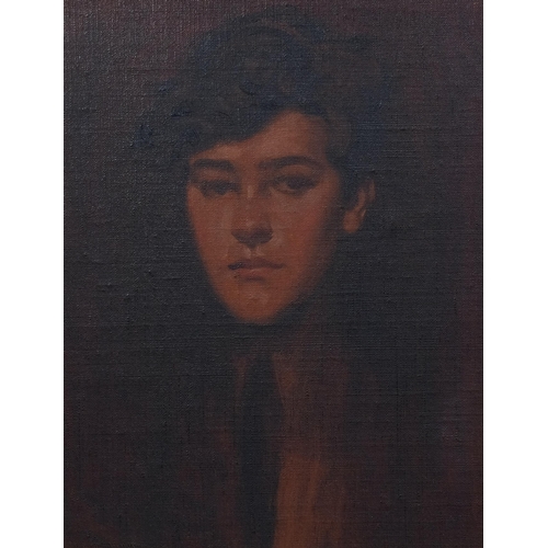 617 - Portrait of a man, mid-20th century oil on board, unsigned, 45cm x 36cm, framed