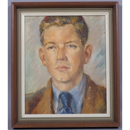 622 - Portrait of a man, mid-20th century oil on board, unsigned, 28cm x 24cm, framed