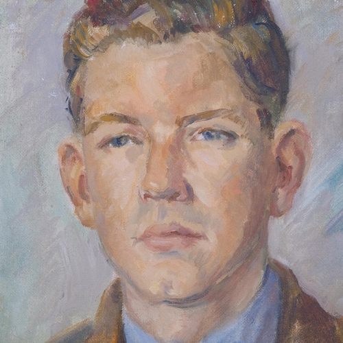 622 - Portrait of a man, mid-20th century oil on board, unsigned, 28cm x 24cm, framed