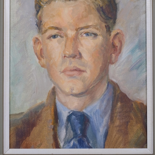 622 - Portrait of a man, mid-20th century oil on board, unsigned, 28cm x 24cm, framed