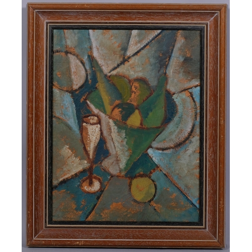 624 - Abstract still life, contemporary oil on board, unsigned, 45cm x 34cm, framed