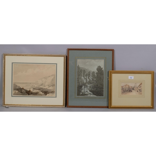 632 - 5 various 19th century watercolours, including Adolphe Ragon, R P Leitch, E Becker, and G R Vawser, ... 