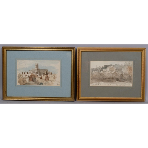 633 - 7 various 19th century watercolours, including Lady Gordon, and J C Bourne, framed (7)