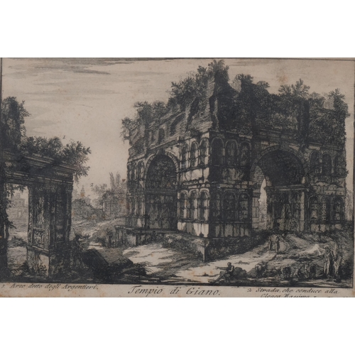 637 - Laura Piranesi, 2 engraving, Piramide di Cajo Cestio, and Tempio di Giano, image 13cm x 20.5cm, fram... 