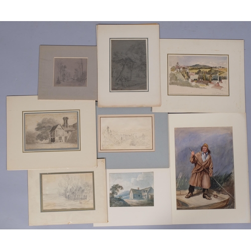 639 - Folder of mainly 19th century watercolours