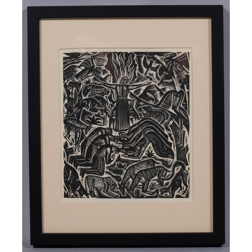 645 - David Michael Jones (1895- 1974), wood engraving on paper, Noah, from The Chester Play of the Deluge... 