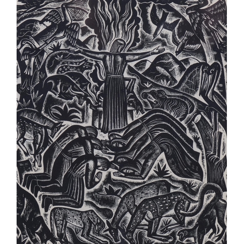 645 - David Michael Jones (1895- 1974), wood engraving on paper, Noah, from The Chester Play of the Deluge... 