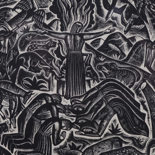 645 - David Michael Jones (1895- 1974), wood engraving on paper, Noah, from The Chester Play of the Deluge... 