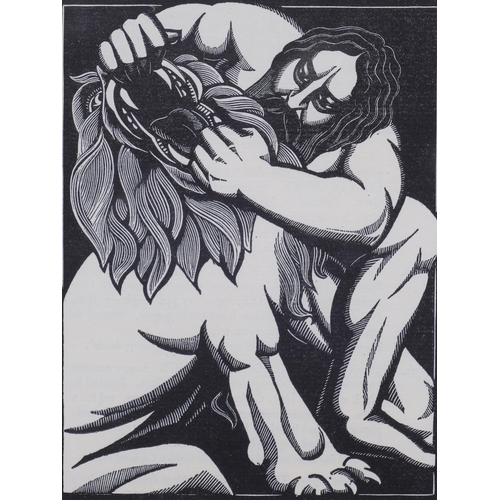 646 - Robert Gibbings (1889-1958), wood engraving on paper, Samson and Delilah, 15.3cm x 11.5cm., mounted,... 