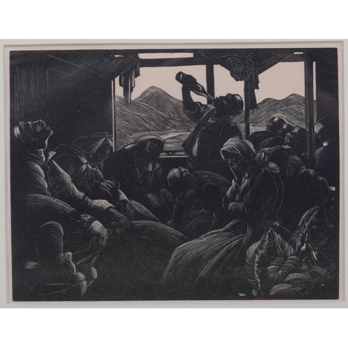 652 - Clare Leighton (1898-1989), wood engraving on paper, Dawn in the Train to Mostar (1926), 14.5cm x 19... 