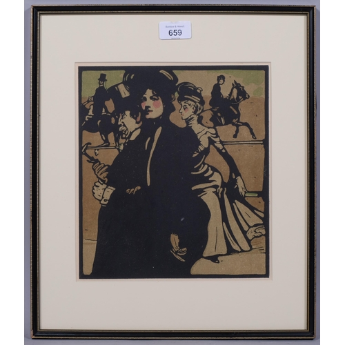 659 - William Nicholson (1872-1949), lithograph in colours on paper, Lady, from London Types, 1900, 25.5cm... 