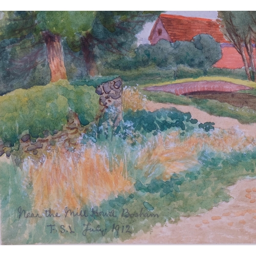 661 - Early Twentieth Century British School, watercolour on paper, Near the Mill House, Bosham, monogramm... 