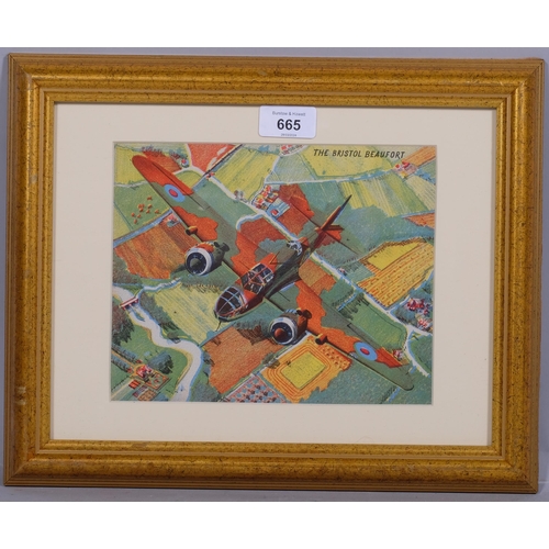 665 - James Gardner (1907-1995), lithograph on paper, The Bristol Beaufort, 17.5cm x 21.5cm, mounted, glaz... 