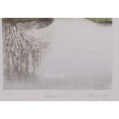 669 - Patricia Langmead (1945), etching in colours, Berkshire Canal, signed in pencil, Artist’s Proof, 37c... 