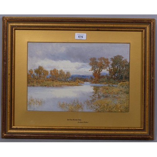 676 - Arthur Suker (1857 - 1940), on the River Dee, watercolour, signed, 23cm x 35cm, framed