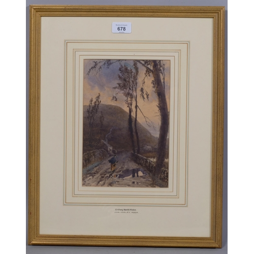 678 - John Keeley (1849 - 1930), Arthog North Wales, watercolour, signed, 25cm x 17cm, framed