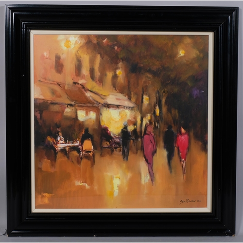 691 - Jon Barker (born 1950), Continental street scene, oil on board, signed and dated 2006, framed and gl... 