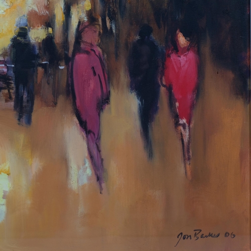 691 - Jon Barker (born 1950), Continental street scene, oil on board, signed and dated 2006, framed and gl... 