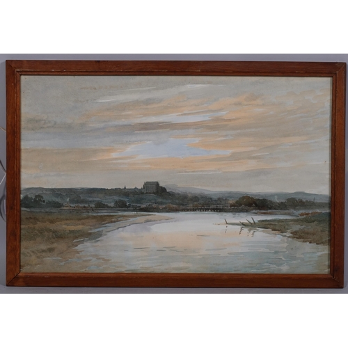 694 - Lancing College, mid-20th century watercolour, indistinctly signed, 30cm x 47cm, framed