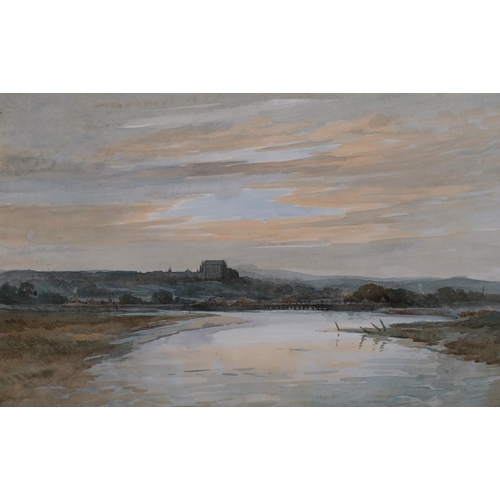 694 - Lancing College, mid-20th century watercolour, indistinctly signed, 30cm x 47cm, framed