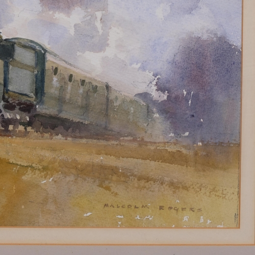 697 - Malcolm Rogers, steam locomotive on the Bluebell Railway, watercolour, signed, 30cm x 45cm, framed