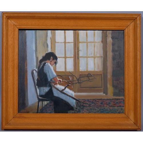 701 - Edward Dawson (1941 - 1999), portrait of Charlotte, oil on board, signed, 31cm x 40cm, framed