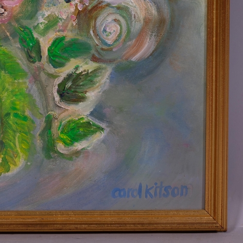 706 - Carol Kitson, floral still life, oil on board, signed, 60cm x 50cm, framed