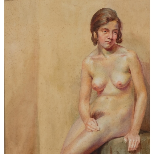 709 - G M Harvey, nude life study, watercolour, signed, 46cm x 29cm, framed