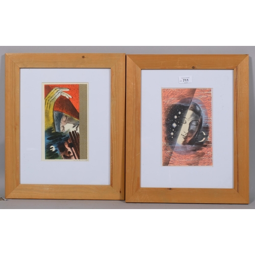 711 - Barnett Freedman, Dreaming and Sleep, 2 original lithographs, circa 1949 and 1950, 22cm x 14.5cm, fr... 