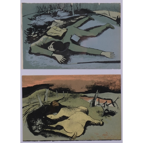 712 - John Nash and William Scott, 2 pairs of colour lithographs, 13.5cm x 20cm (2 frames)