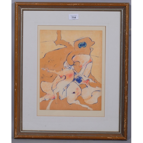 714 - Dorothea Tanning, abstract figures, original lithograph, 1974, New York Library cat ref. no. 41, 31c... 