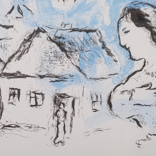 719 - Marc Chagall, The Blue Village, original lithograph, issued 1977, published for Derriere Le Miroir n... 