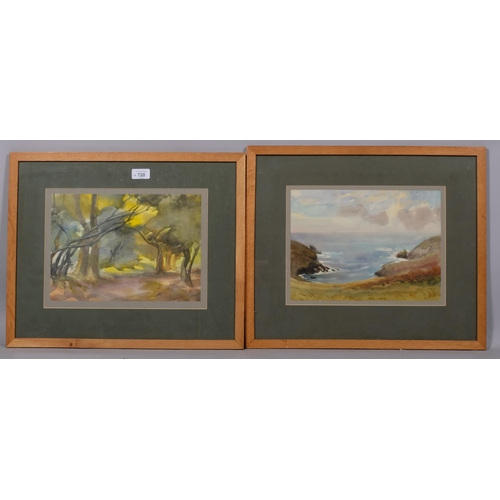 720 - John Marshall (1911 - 1995), 4 abstract landscapes, watercolour, largest 22cm x 32cm, framed (4)