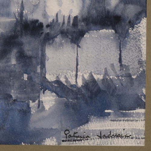 732 - Patricia Jadrisic, abstract landscape, watercolour, signed, 29cm x 38cm, framed