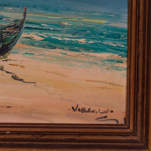 733 - Virgilio (Italian), Naples fishing harbour, oil on canvas, signed, 49cm x 69cm, framed