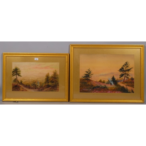 734 - Bonomi Warren, pair of extensive landscapes, watercolour, 1 dated 1932, largest 40cm x 56cm, framed