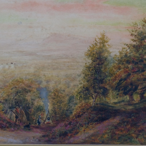 734 - Bonomi Warren, pair of extensive landscapes, watercolour, 1 dated 1932, largest 40cm x 56cm, framed