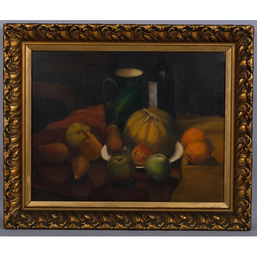 738 - Contemporary still life fruit, oil on canvas, unsigned, 55cm x 70cm, framed