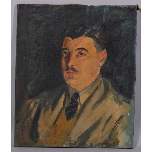 743 - James Proudfoot, portrait of a man, oil on canvas, 61cm x 51cm, unframed