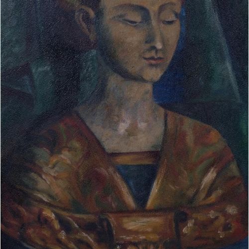 750 - E H Rogerson, portrait of a woman, oil on board, inscribed and dated 1940 verso, 50cm x 40cm