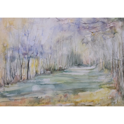 752 - Audrey Wood, Ashridge woodland landscape, watercolour, signed, 27cm x 38cm, framed